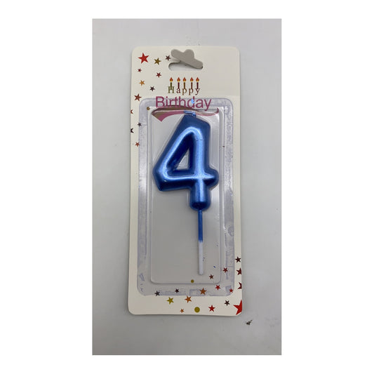 Birthday Number Candles 4 Blue