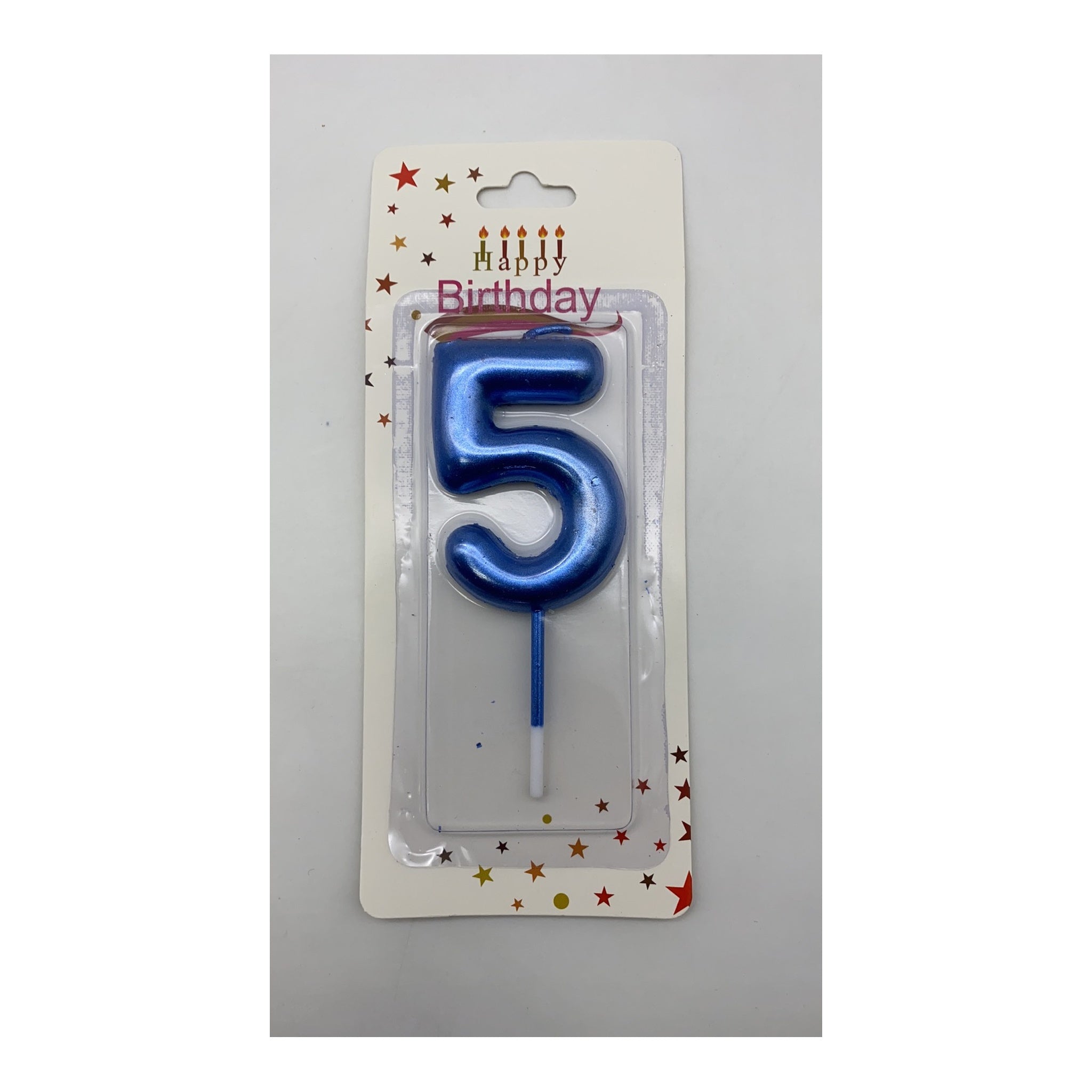 Birthday Number Candles 5 Blue