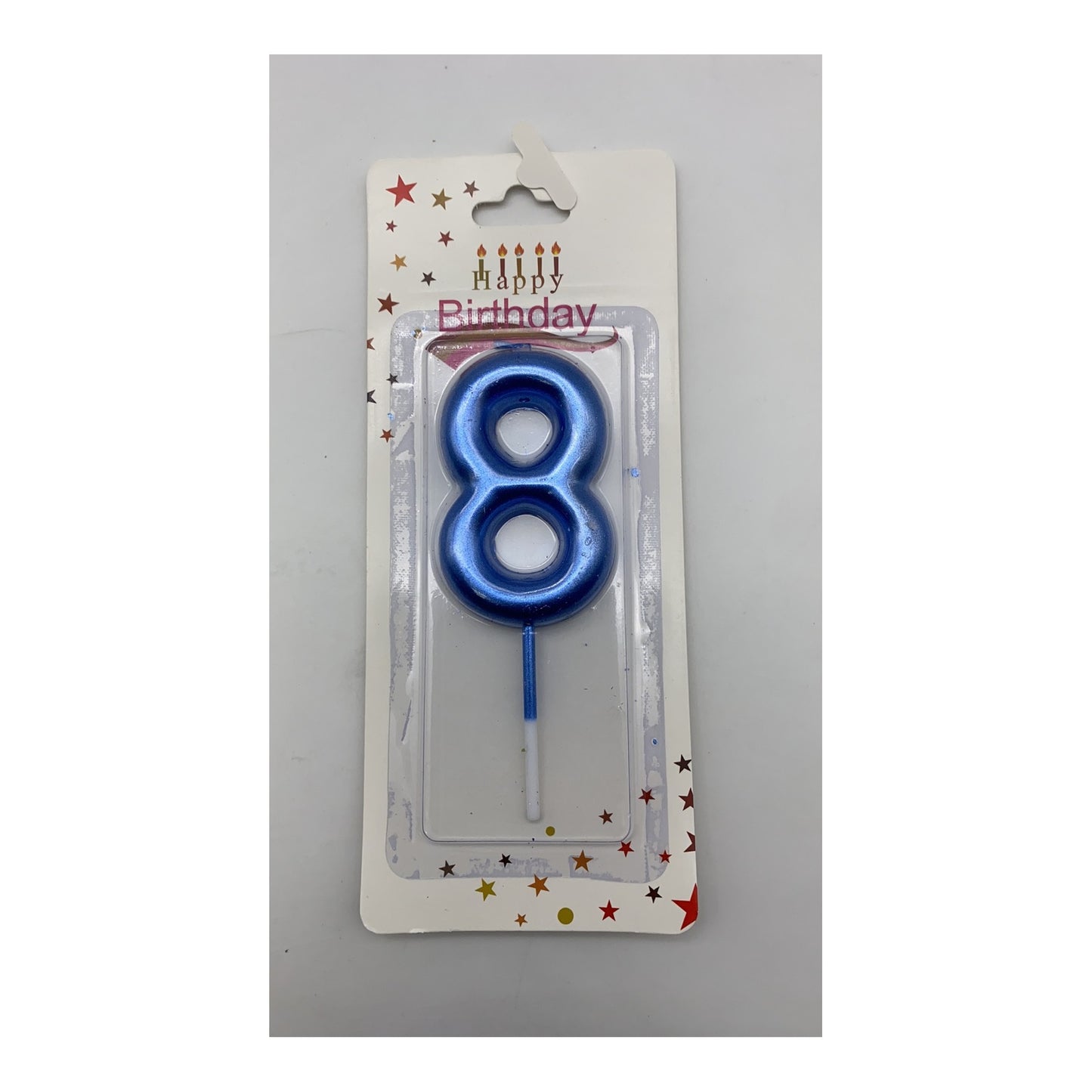 Birthday Number Candles 8 Blue
