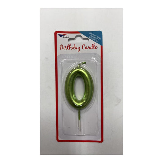 Birthday Number Candles 0 Lime Green