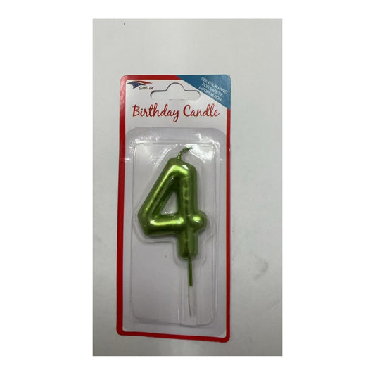 Birthday Number Candles 4 Lime Green
