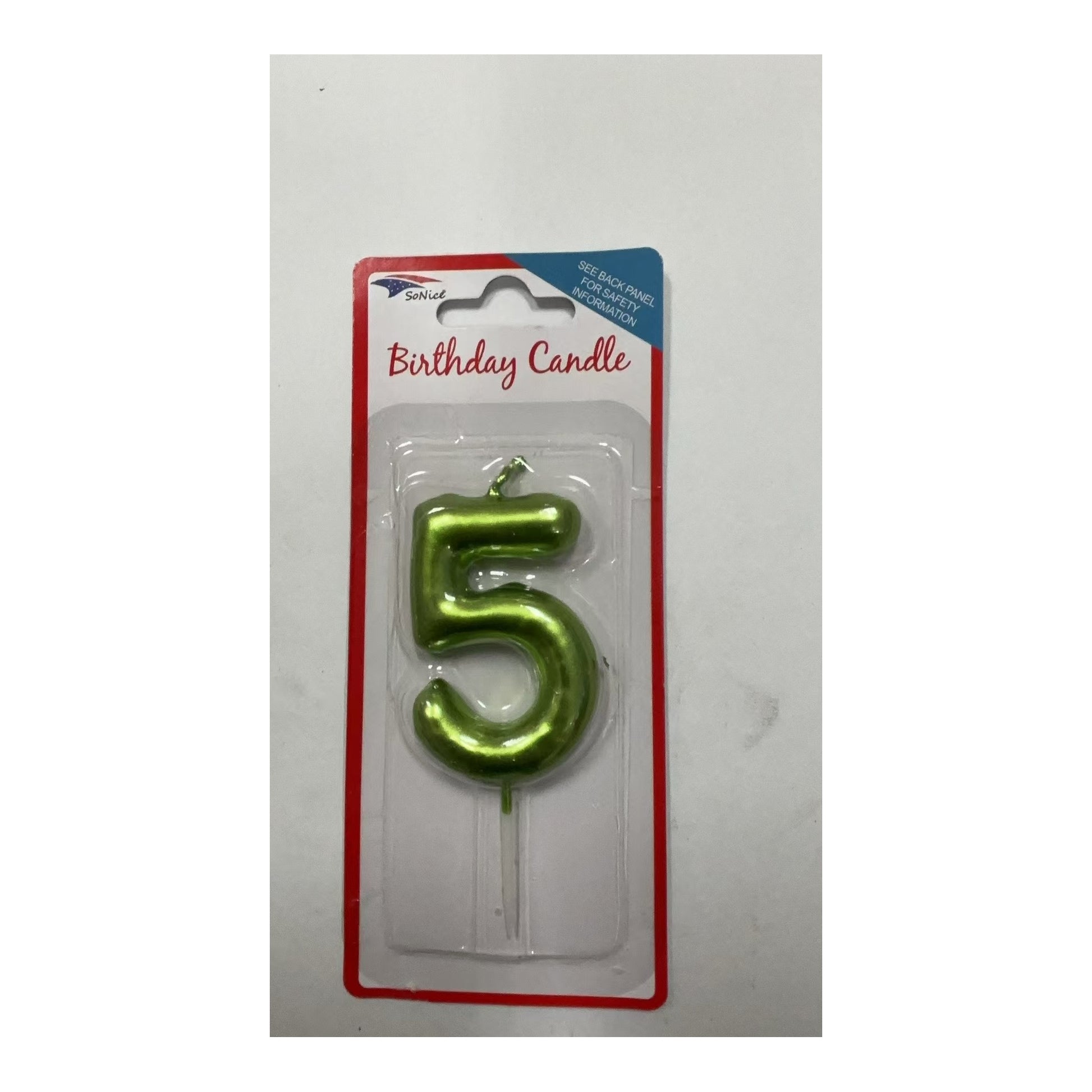 Birthday Number Candles 5 Lime Green