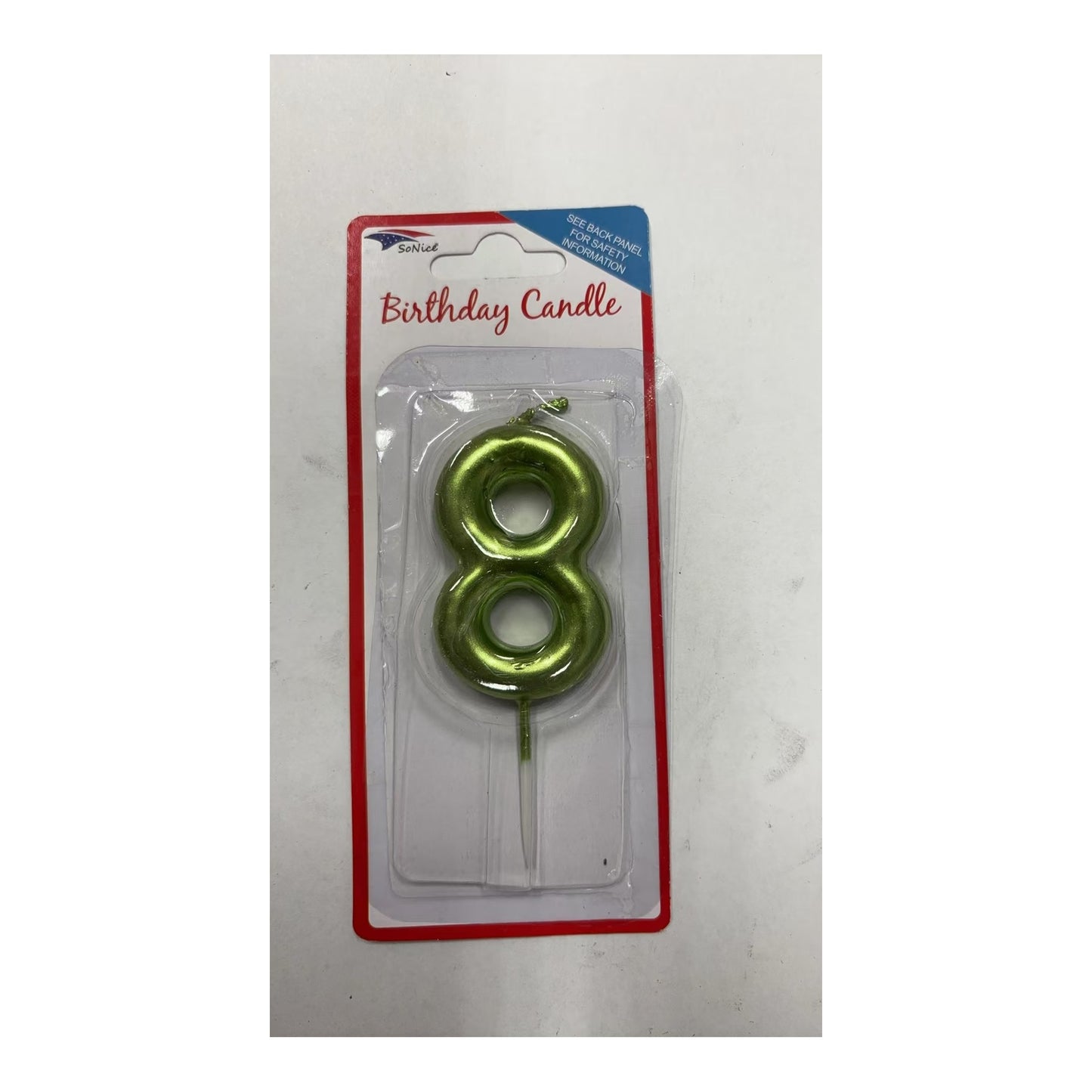 Birthday Number Candles 8 Lime Green
