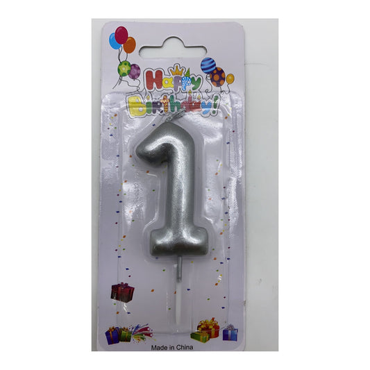 Number Candle Silver 1