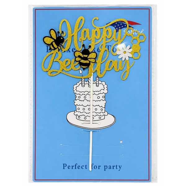 Bee Happy Birthday cake topper