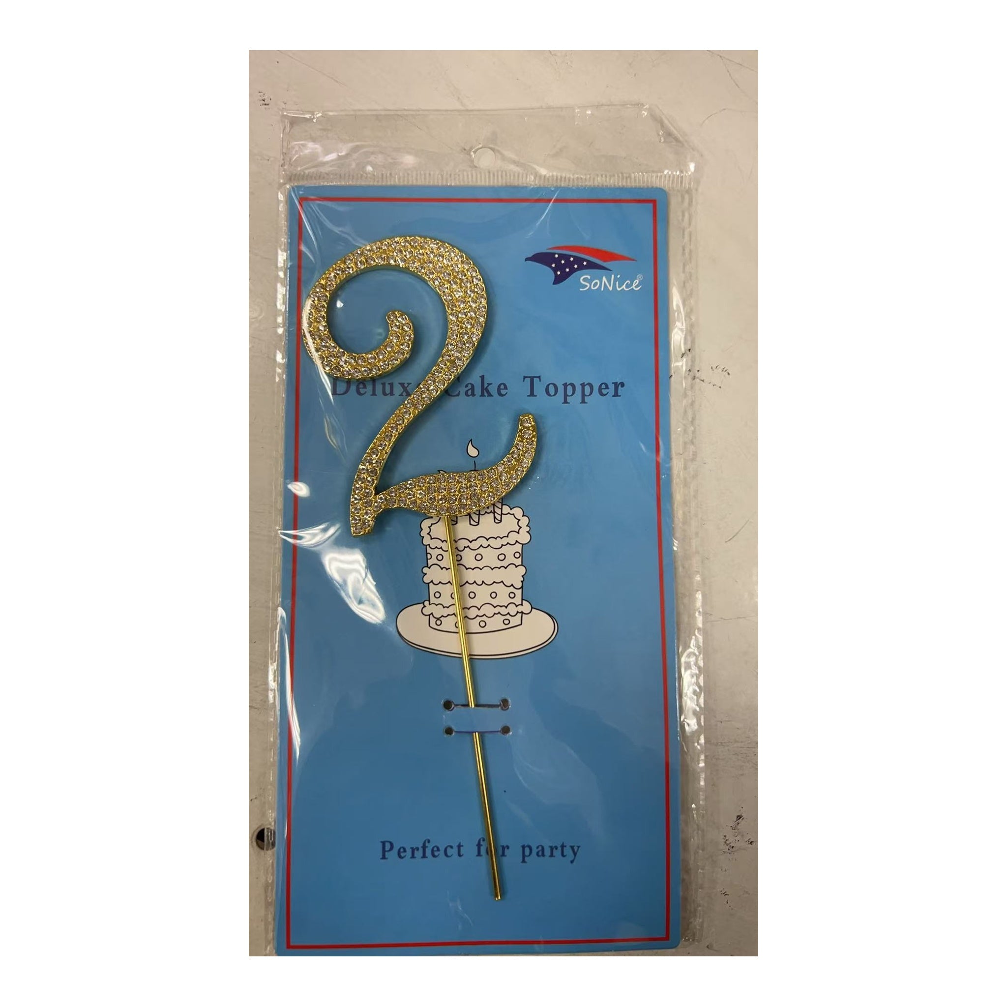Gem Cake Topper Number Gold 2