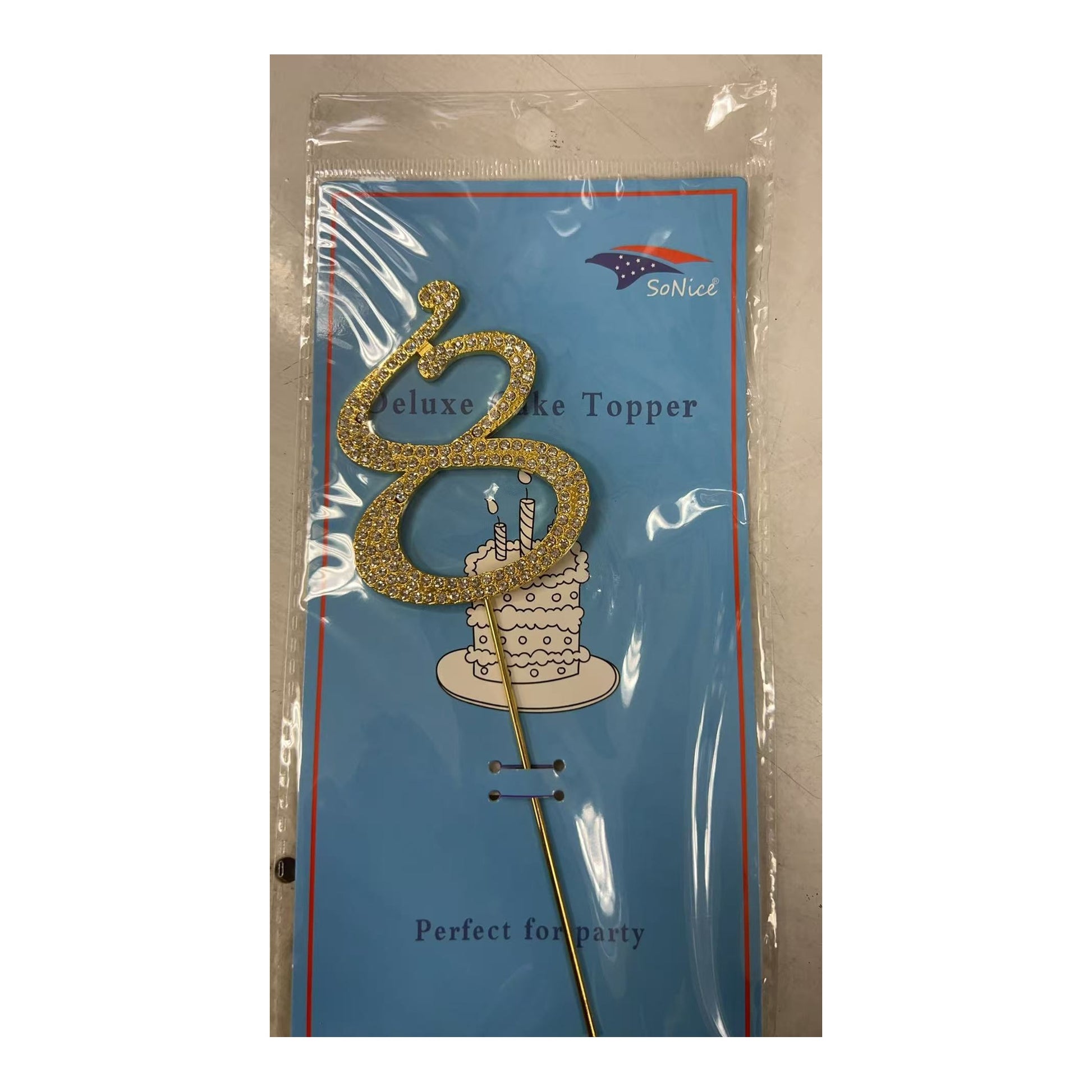 Gem Cake Topper Number Gold 8