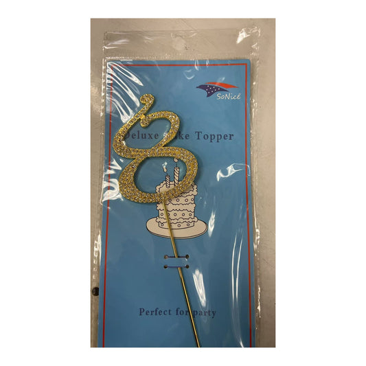 Gem Cake Topper Number Gold 8