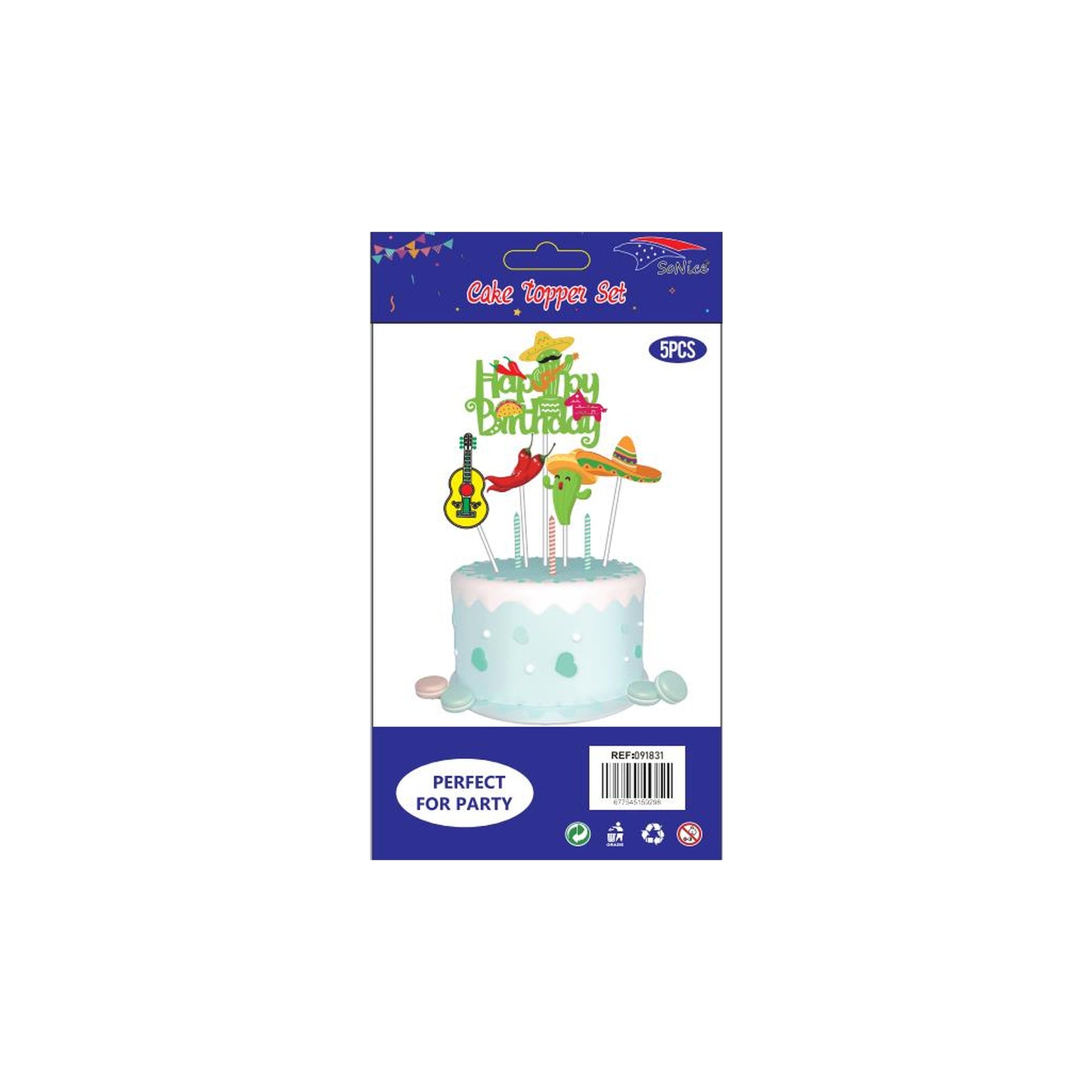 Cake Deco Set 5Pcs Fiesta 120Set/Cs Inner 12Pk