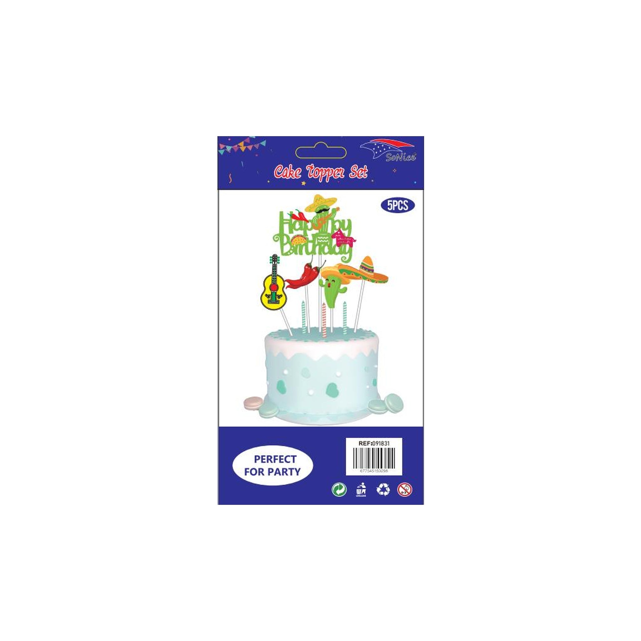 Cake Deco Set 5Pcs Fiesta 120Set/Cs Inner 12Pk