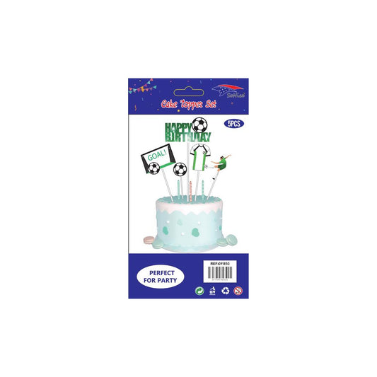 Cake Deco Set 5Pcs Soccer120Set/Cs Inn 12Pk