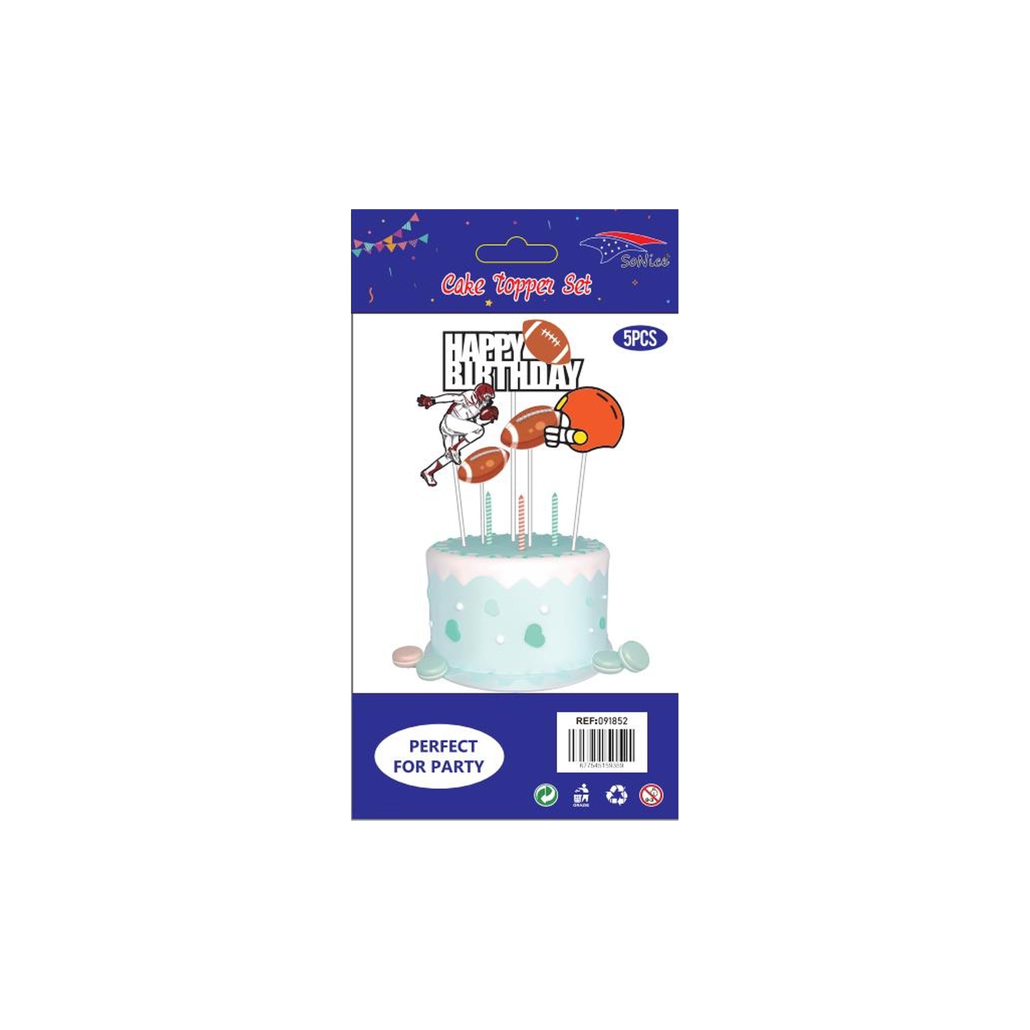 Cake Deco Set 5Pcs Football 120Set/Cs Inn 12Pk