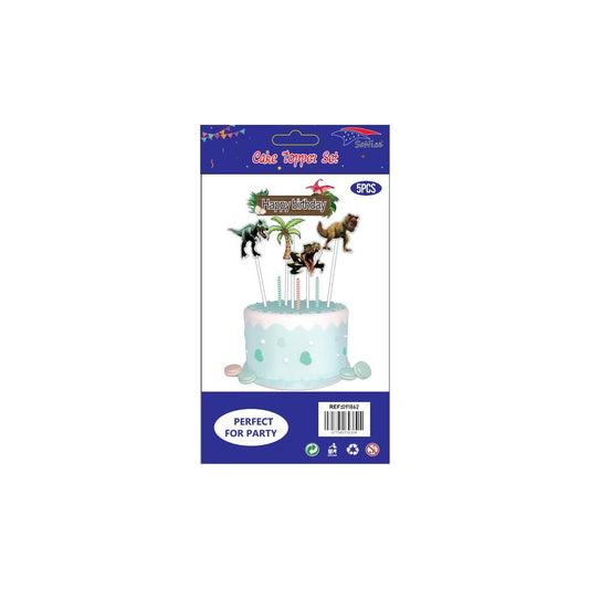 Cake Deco Set 5Pcs Dino 120Set/Cs Inner 12 Pk