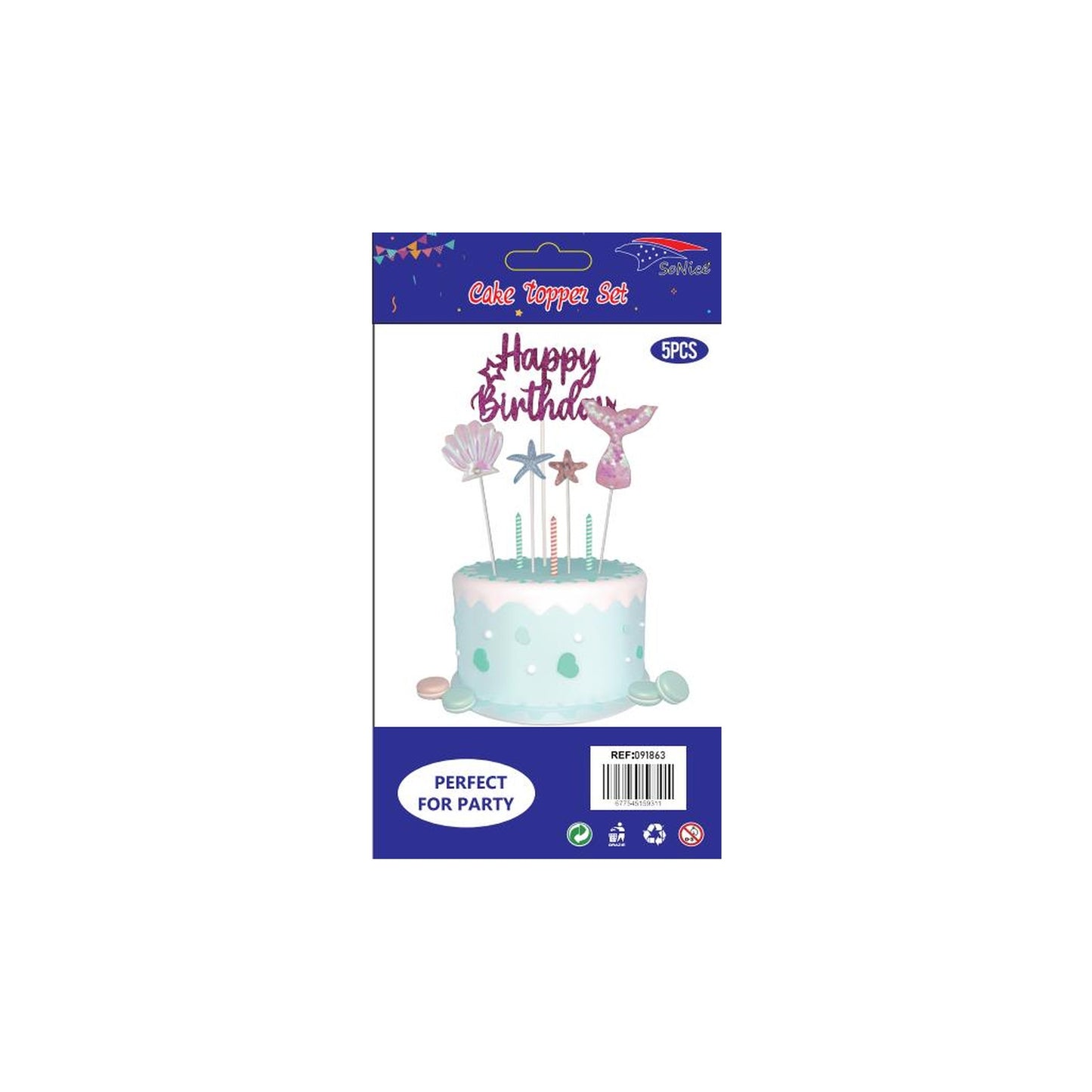 Cake Deco Set 5Pcs Mermaid 120Set/Cs 12 Pk