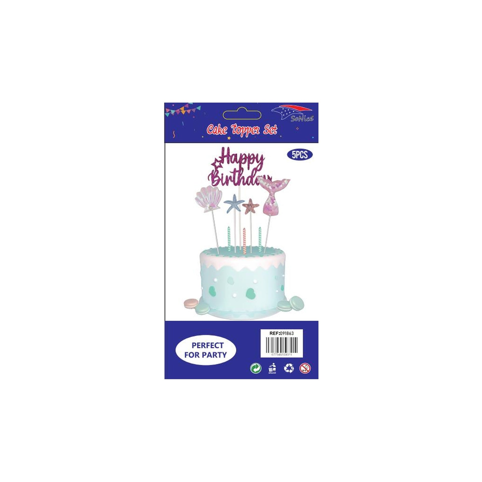 Cake Deco Set 5Pcs Mermaid 120Set/Cs 12 Pk