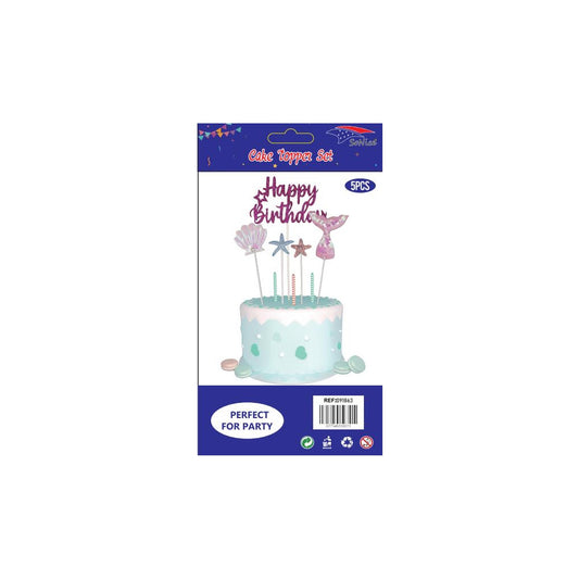 Cake Deco Set 5Pcs Mermaid 120Set/Cs 12 Pk