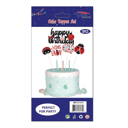 5Pcs Cake Topper Ladybug 120Pk/Cs