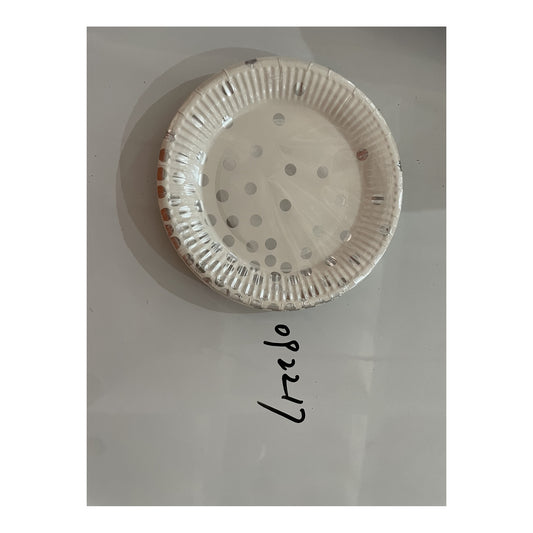 7" Plts 24 ct Silver Dots/White 24Pk/Cs