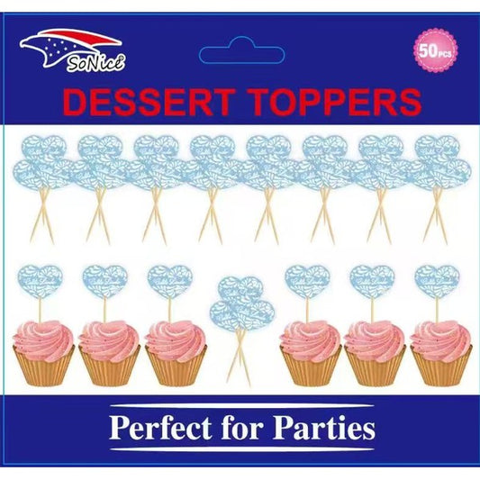 Blue Cielito Lindo dessert toppers, 50-piece set