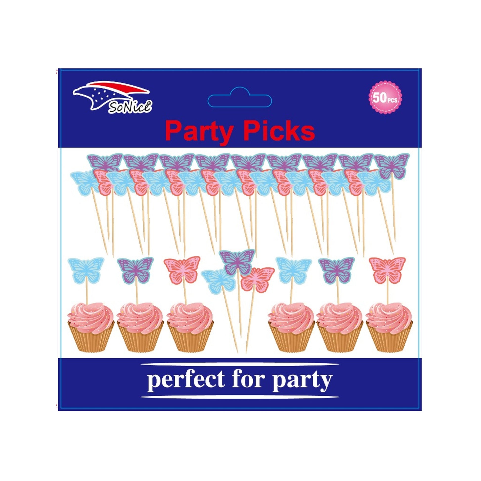 Party Picks Butterfly 50 ct 120Pk/Cs