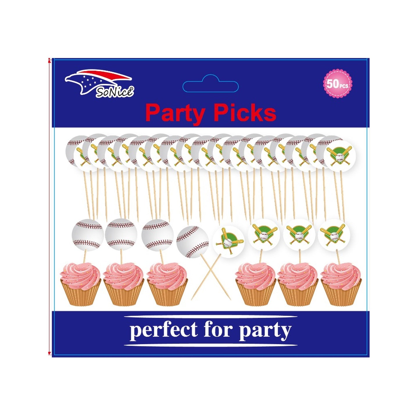 Party Picks Baseball 50 ct 120Pk/Cs