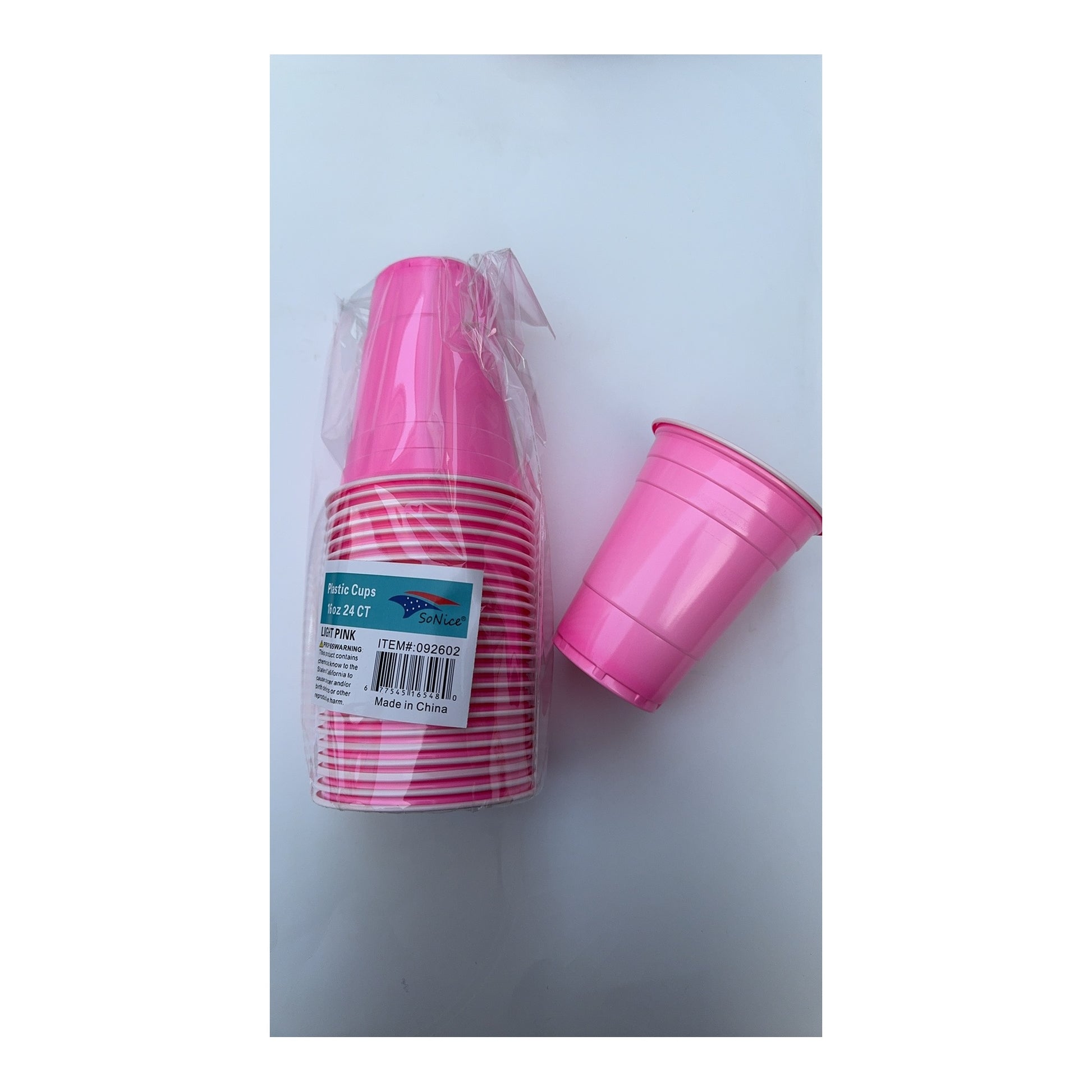 24 ct Plt 16Oz Cups Light Pink 24Pk/Cs