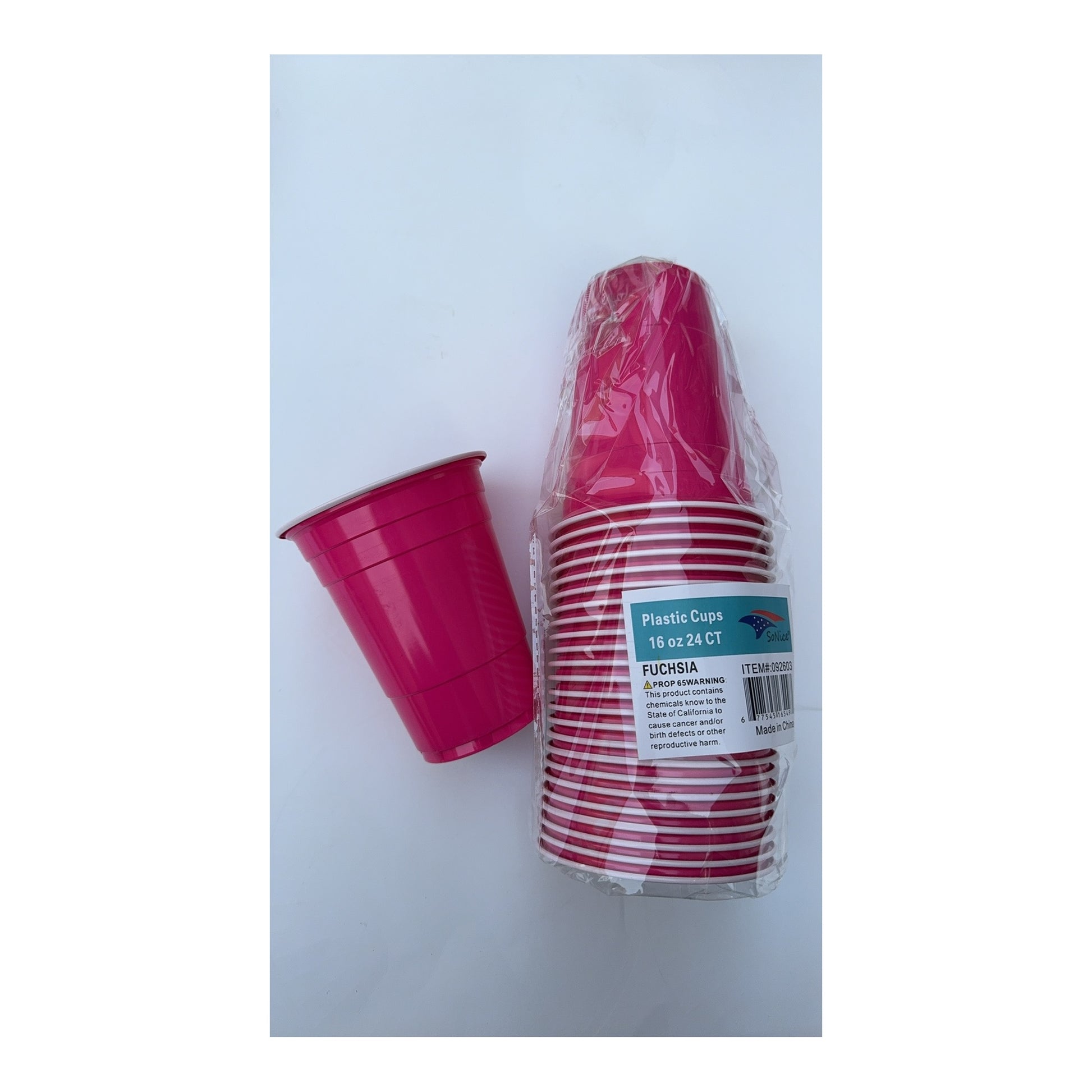 24 ct Plt 16Oz Cups Fuchsia 24Pk/Cs