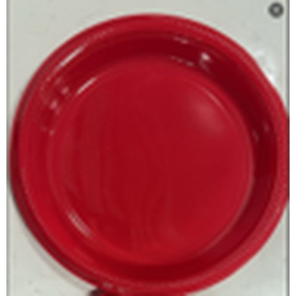 Red 7-inch plastic plates, 24 pieces