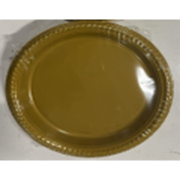 Gold 7-inch plastic plates, 24 pieces