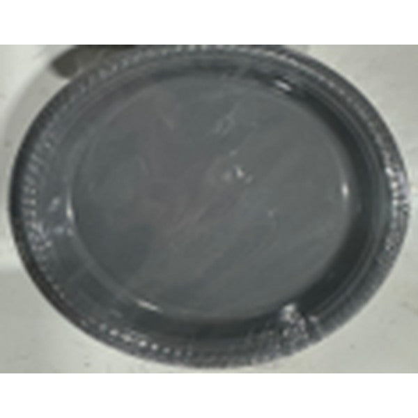 Silver 7-inch plastic plates, 24 pieces