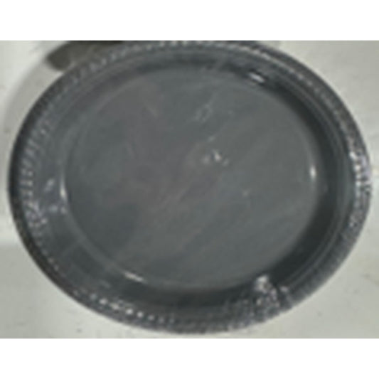 Silver 7-inch plastic plates, 24 pieces