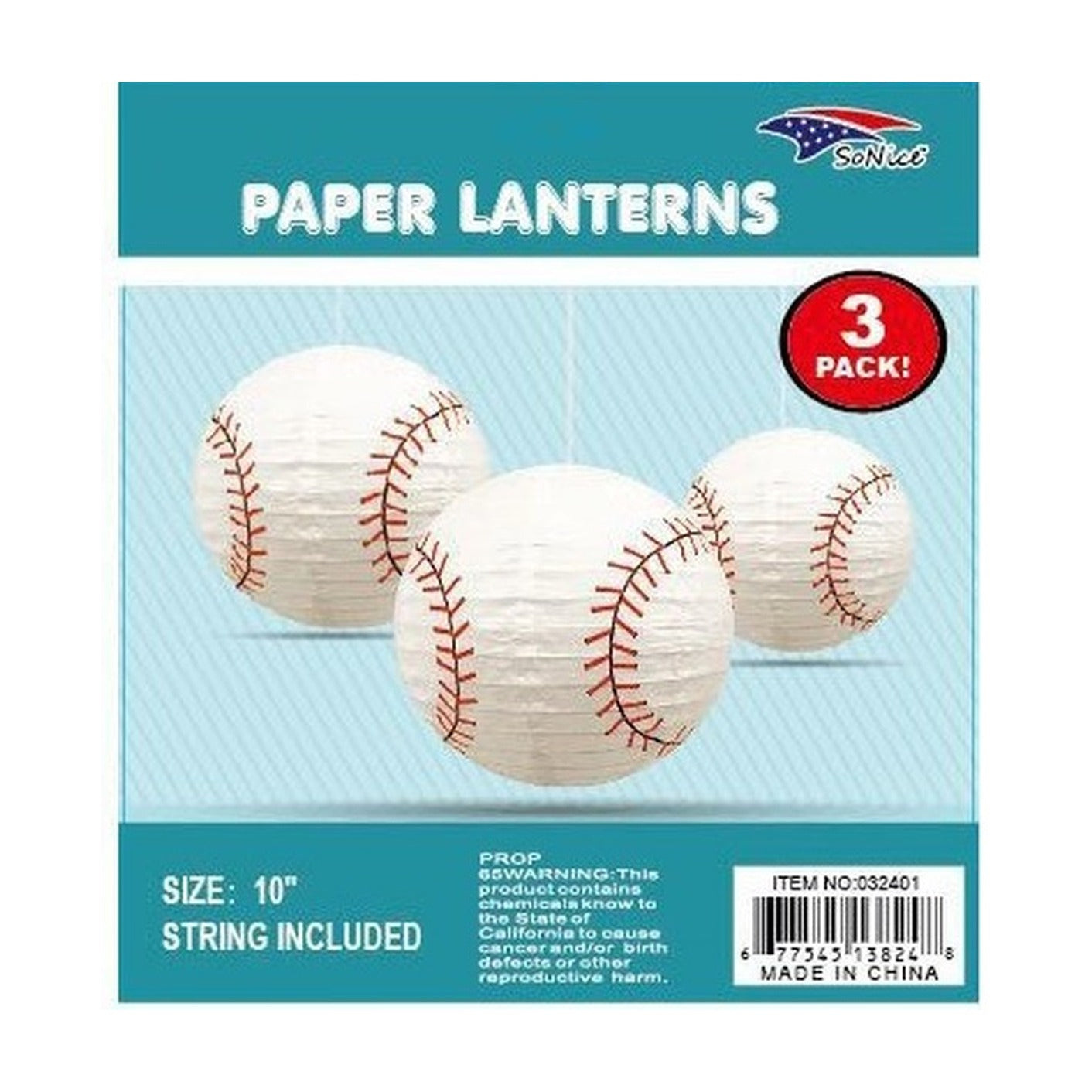 10" Lantern Baseball 3pc