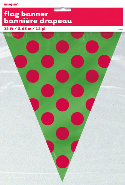 Bandera de 12 pies con puntos rojos/verdes