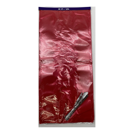 30 ct Cellophane Bag Red 144Pk/Cs Nner 24 Bag