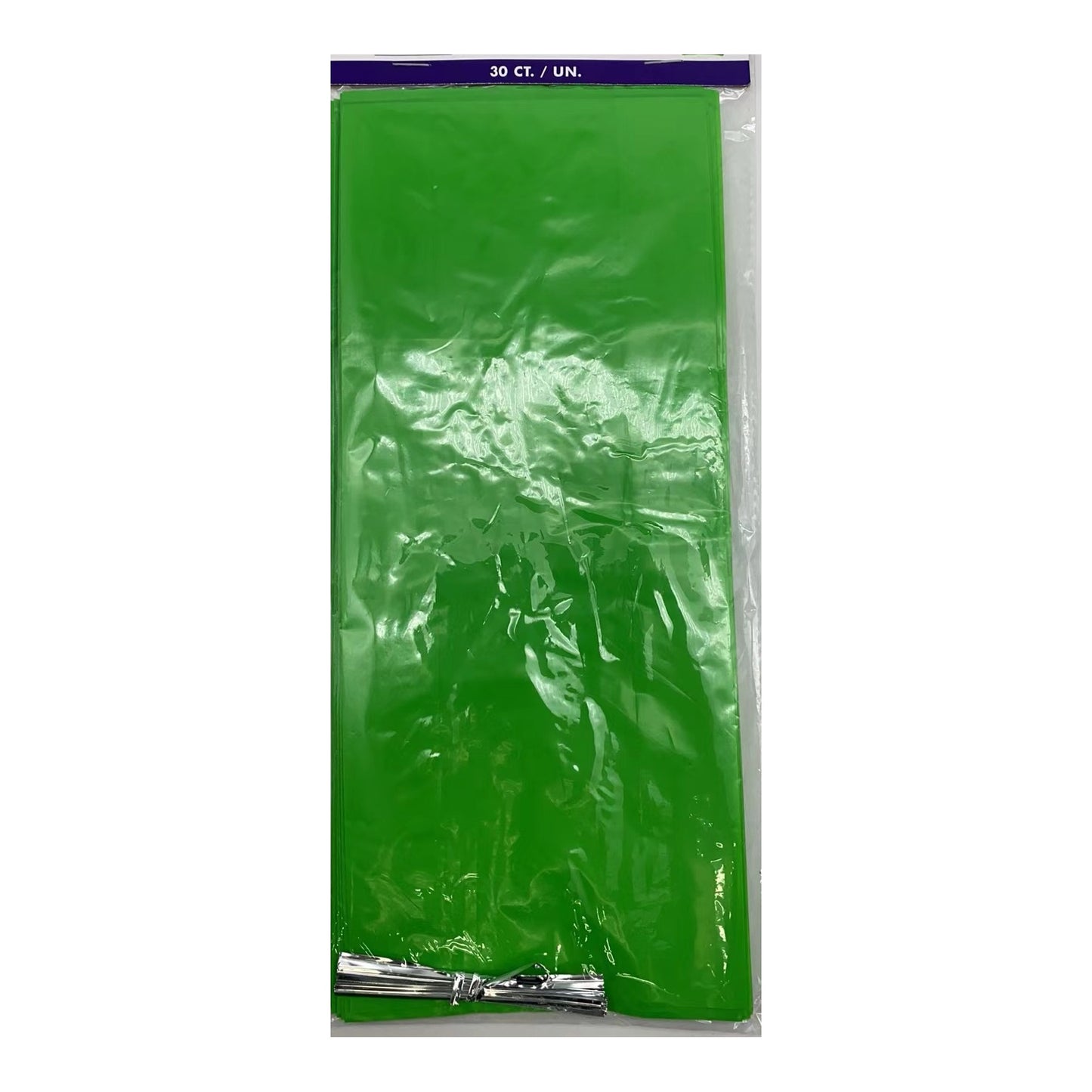 30 ct Cellopane Bag Lime Green 144Pk/Cs Inner 24Pk