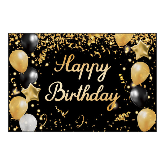 Backdrop Happy Birthday Black/Gold
