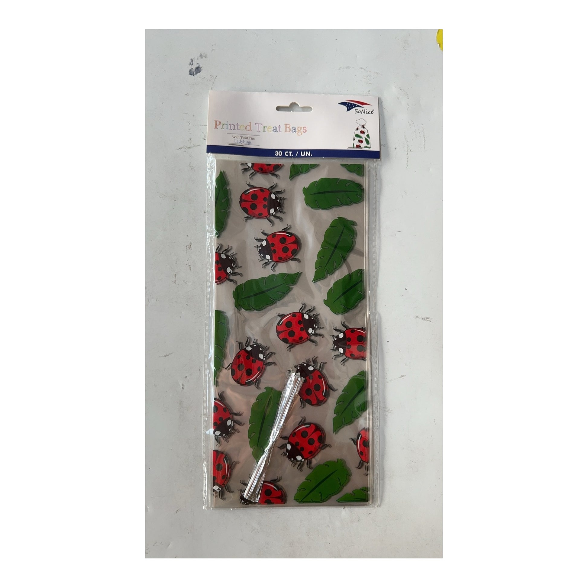 30 ct Cellophane bags Ladybug 240Pk/Cs