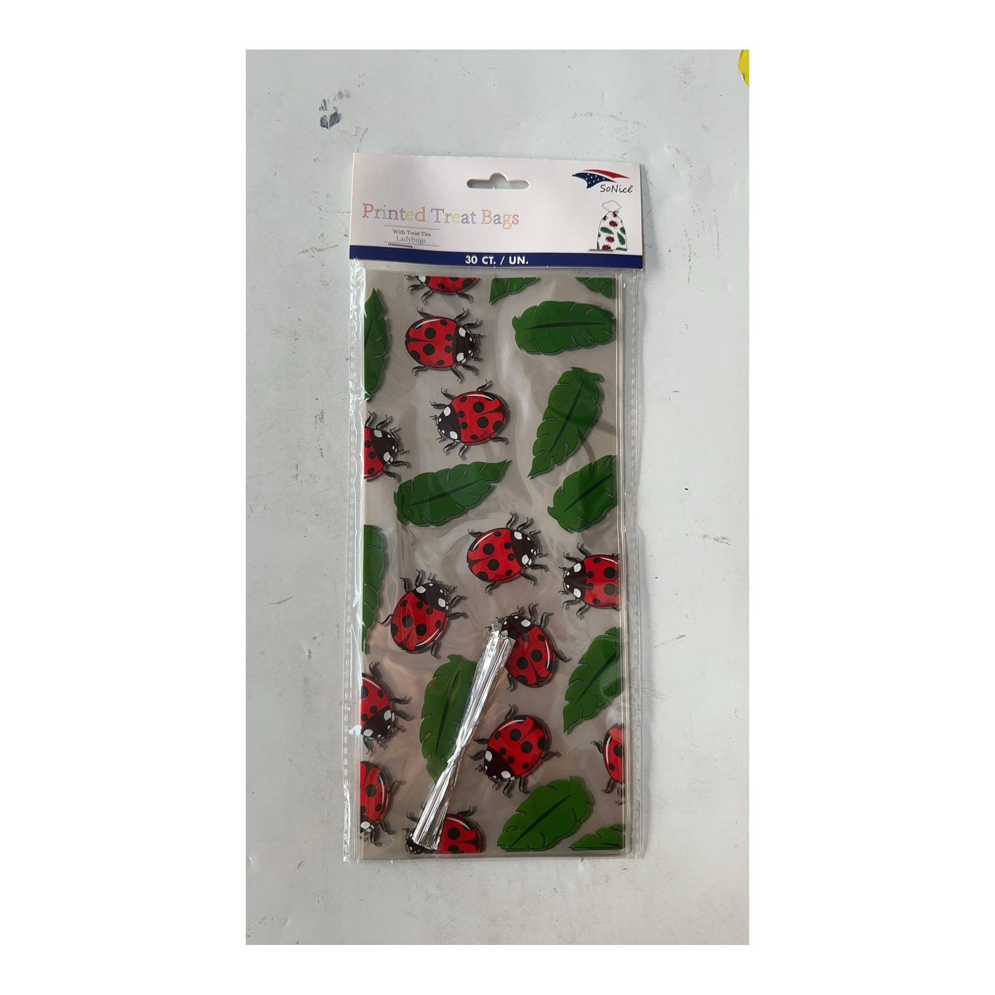 30 ct Cellophane bags Ladybug 240Pk/Cs