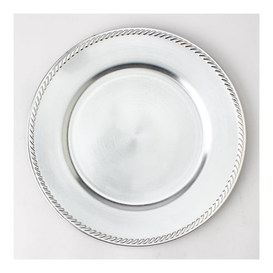 13" Plastic Charger Plate Silver