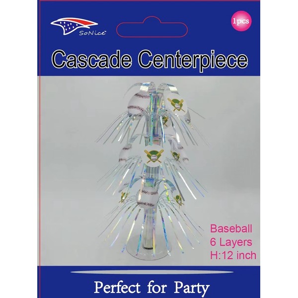 Cascade Centerpiece Baseball - 12 inch 6-layer foil baseball table centerpiece
