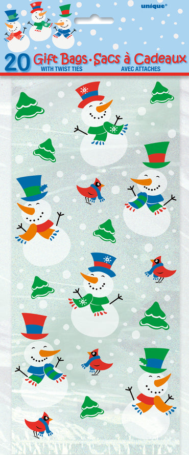 Snowman Glee Cellophane Bags 20ct