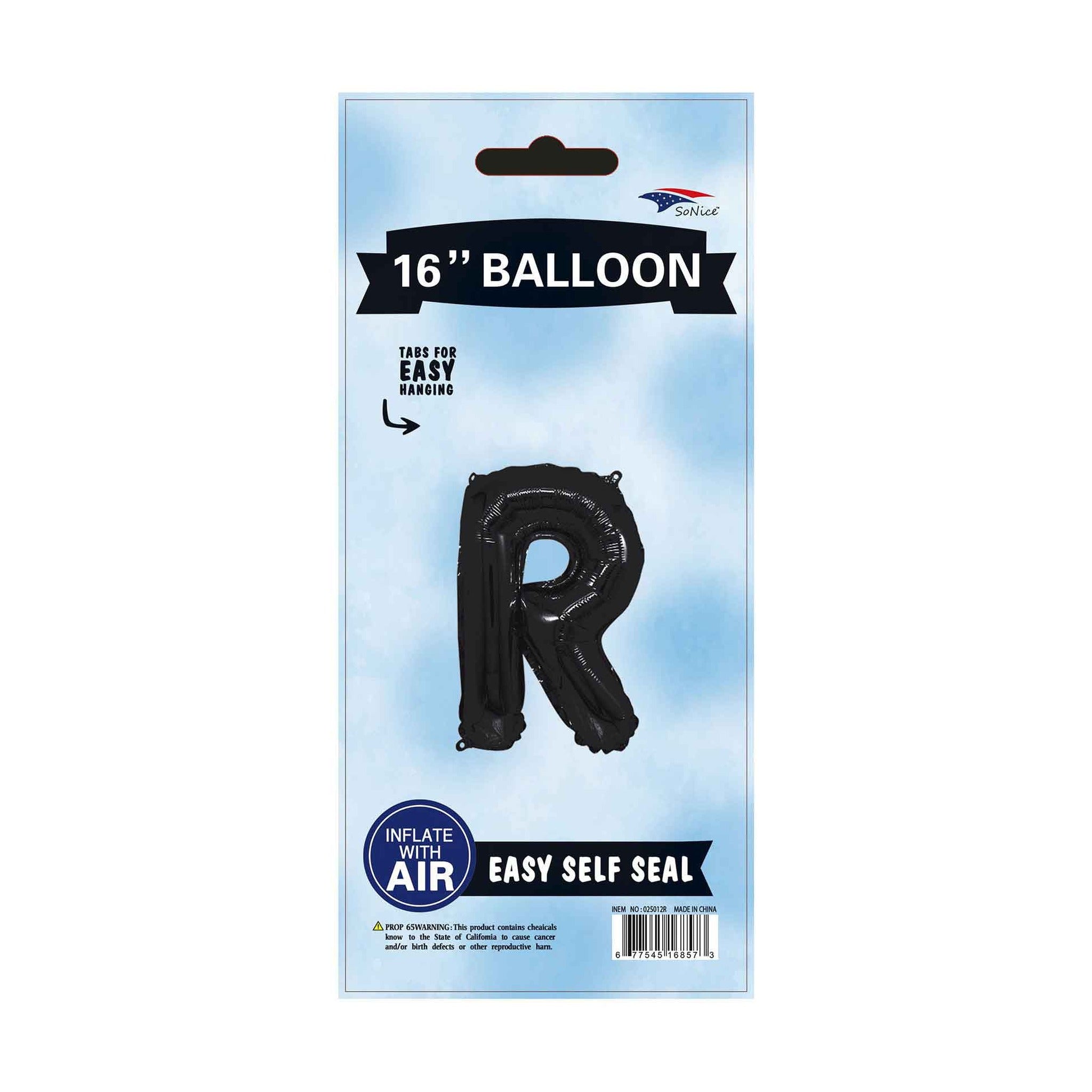 Black Letter R Foil Balloon 16