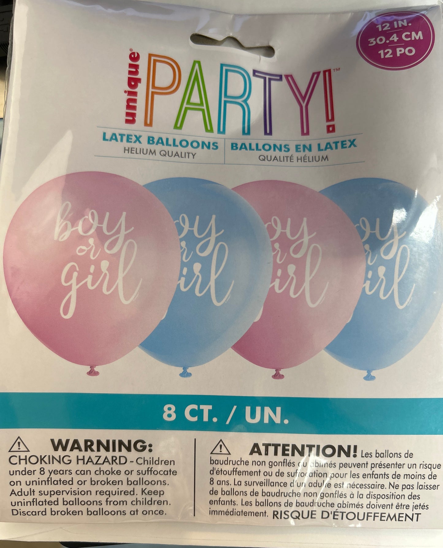 Boy or Girl Gender Reveal 12” Latex Balloons 8ct