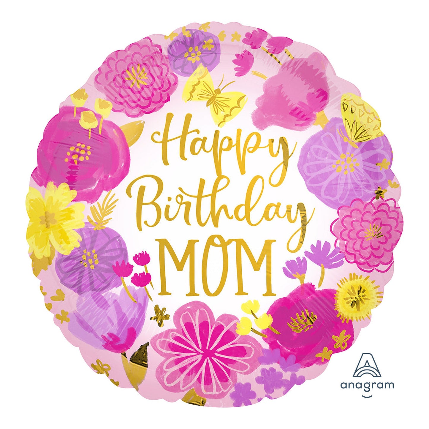 Happy Birthday Mom Foil Balloon 18"