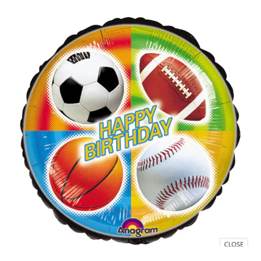 Sports Happy Birthday Foil Balloon 18"