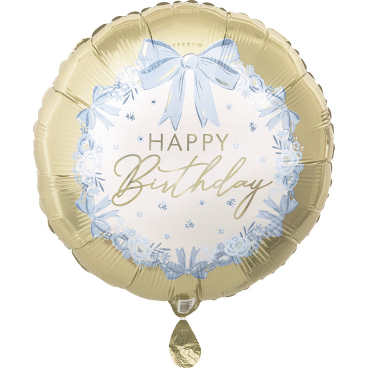 Happy Birthday Bows Gold Foil Balloon 18"