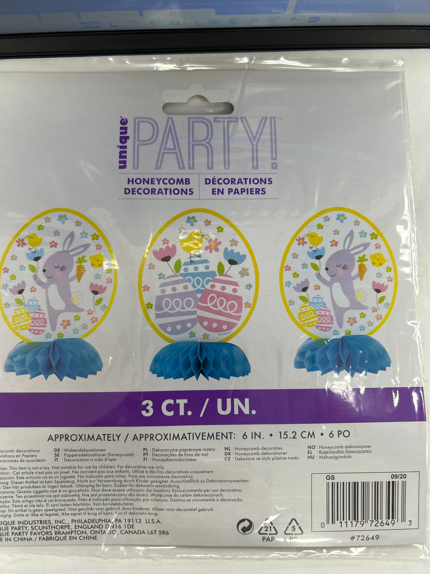 Colorful Easter Mini Honeycomb Decor 6" 3ct