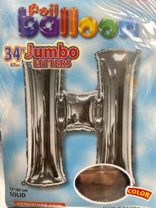 34” Silver Letter ‘H’ Balloon