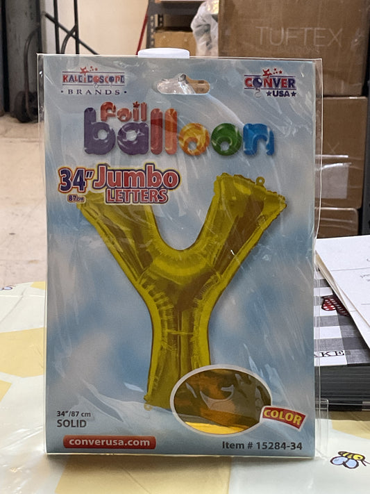 Gold Letter Y Balloon Foil Balloon 34"