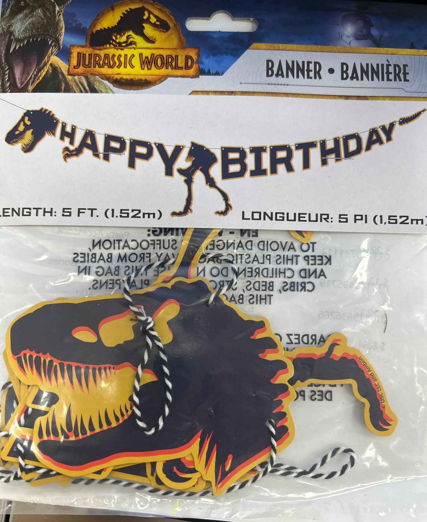 Jurassic World 3 Skeleton Happy Birthday Banner
